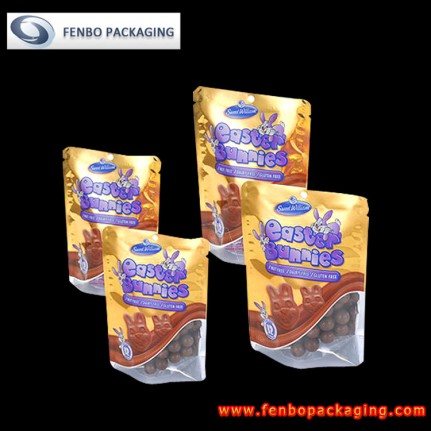 silver doypack stand up pouch with window | resealable chocolate packaging-FBRFZL009 silver doypack stand up pouch with window | resealable chocolate packaging-FBRFZL009