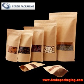 doypack kraft with window | resealable paper packaging-FBLLZL023