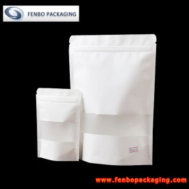 white kraft paper standup pouch with window company | kraft stand up pouch packaging-FBLLZL095