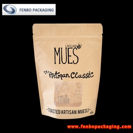500gram kraft paper stand up bags with zipper and window-FBLLZLA046 500gram kraft paper stand up bags with zipper and window-FBLLZLA046