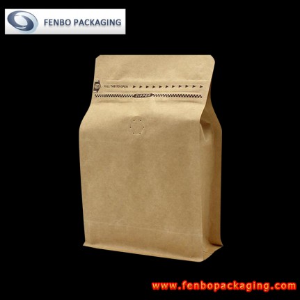 450gram kraft flat bottom box gusseted coffee pouch with valve-FBBBFPDA048 450gram kraft flat bottom box gusseted coffee pouch with valve-FBBBFPDA048