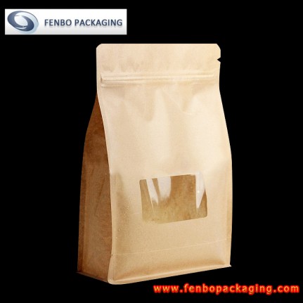 600gram side gusset kraft clear flat bottom stand up pouch-FBBBFPDA050 600gram side gusset kraft clear flat bottom stand up pouch-FBBBFPDA050