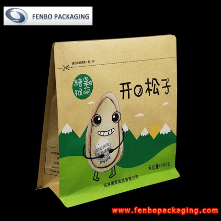 200gram flat box bottom gusset kraft paper ziplock bags manufacturer-FBBBFPDA066