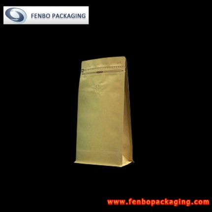 250gram flat bottom gusset kraft coffee bag with valve and zipper manufacturers-FBBBFPDA064