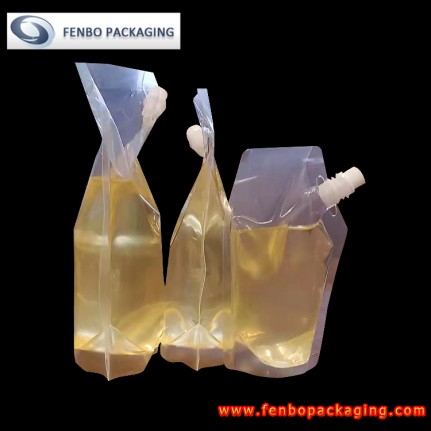clear plastic corner spout stand up bags with screw cap for oil packaging-FBXZZL111 clear plastic corner spout stand up bags with screw cap for oil packaging-FBXZZL111
