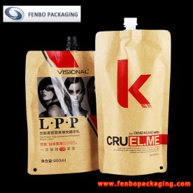 800/900ml brown kraft paper spouted standing pouch for liquid shampoo packaging-FBTBZLA200