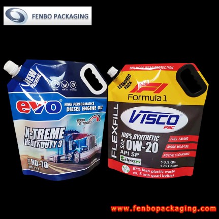5 liter premade printed spout bags for engine oil packaging supplier-FBXZZL125 5 liter premade printed spout bags for engine oil packaging supplier-FBXZZL125