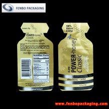 37gram gold foil shaped stand up pouch for honey packaging - FBRFZLA061B  37gram gold foil shaped stand up pouch for honey packaging - FBRFZLA061B