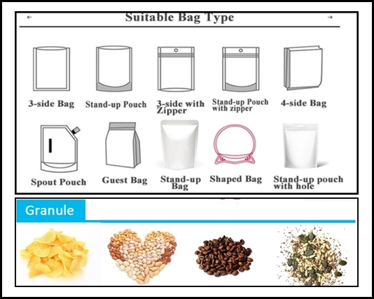 application of products and packaging for granule packing machine