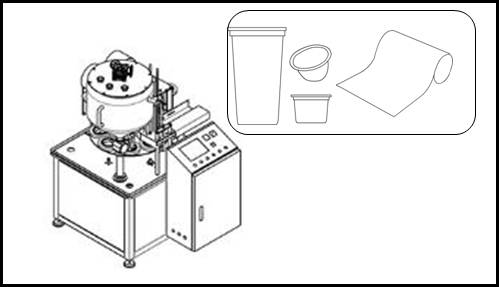 Rotary types of lidding machine