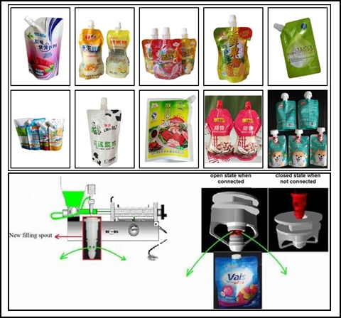 application of hand feeding spout pouches filling machine