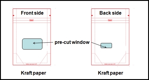 kraft paper stand up pouch with window