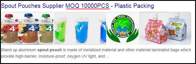 low MOQ spout bags manufacturer